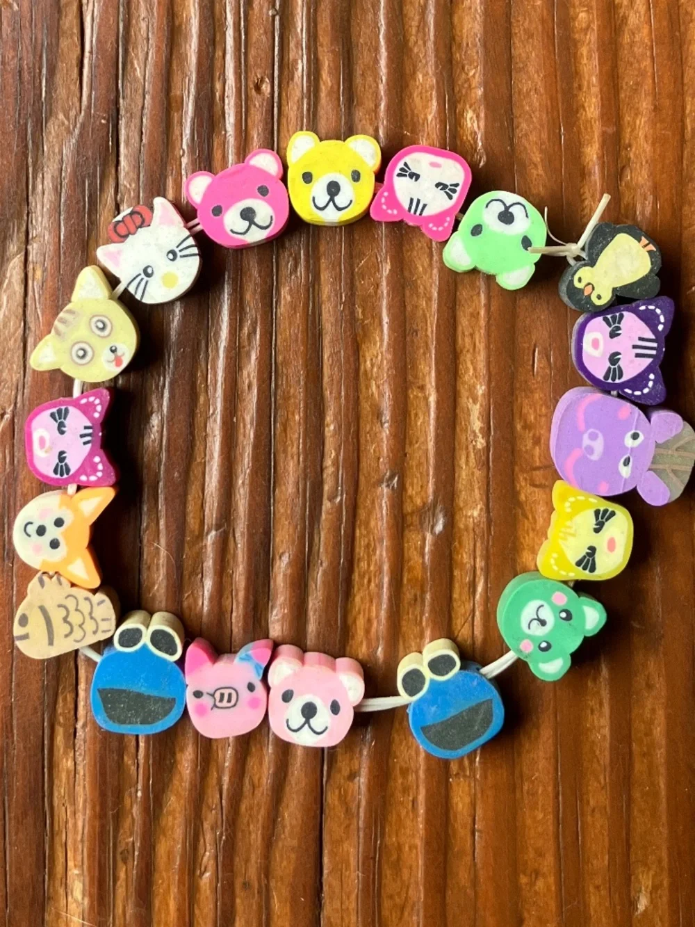 🌈 Set of 4 Handmade Y2K Polymer Clay Bead Bracelets | Kawaii Fruit & Floral
